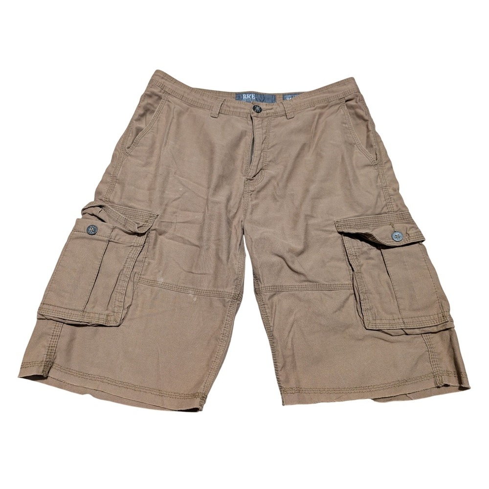 BKE Cargo Shorts Mens 34 Sand Memphis‎ Athletic Fit Brown Cotton Utility Rugged
